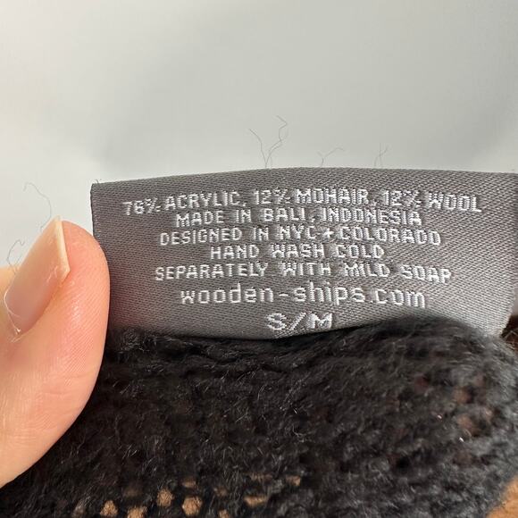 Wooden Ships Soft Fuzzy "Merry" Black & White Oversized Knitted Sweater - Picture 7 of 7